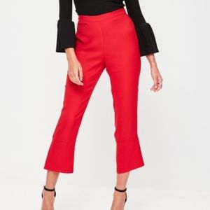 NWT Missguided red kick flare cropped trousers